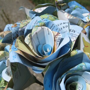 One Dozen Vintage MAP Paper Roses. Handmade Bouquet. Other Colors Available. CUSTOM ORDERS Welcome. image 4