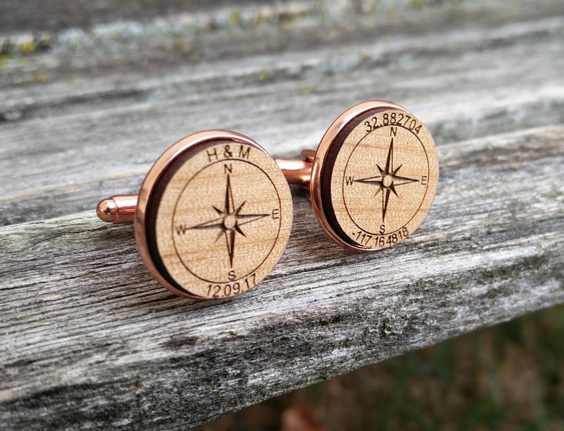 Custom Coordinate Cufflinks. Compass Personalized Monogram. Etsy