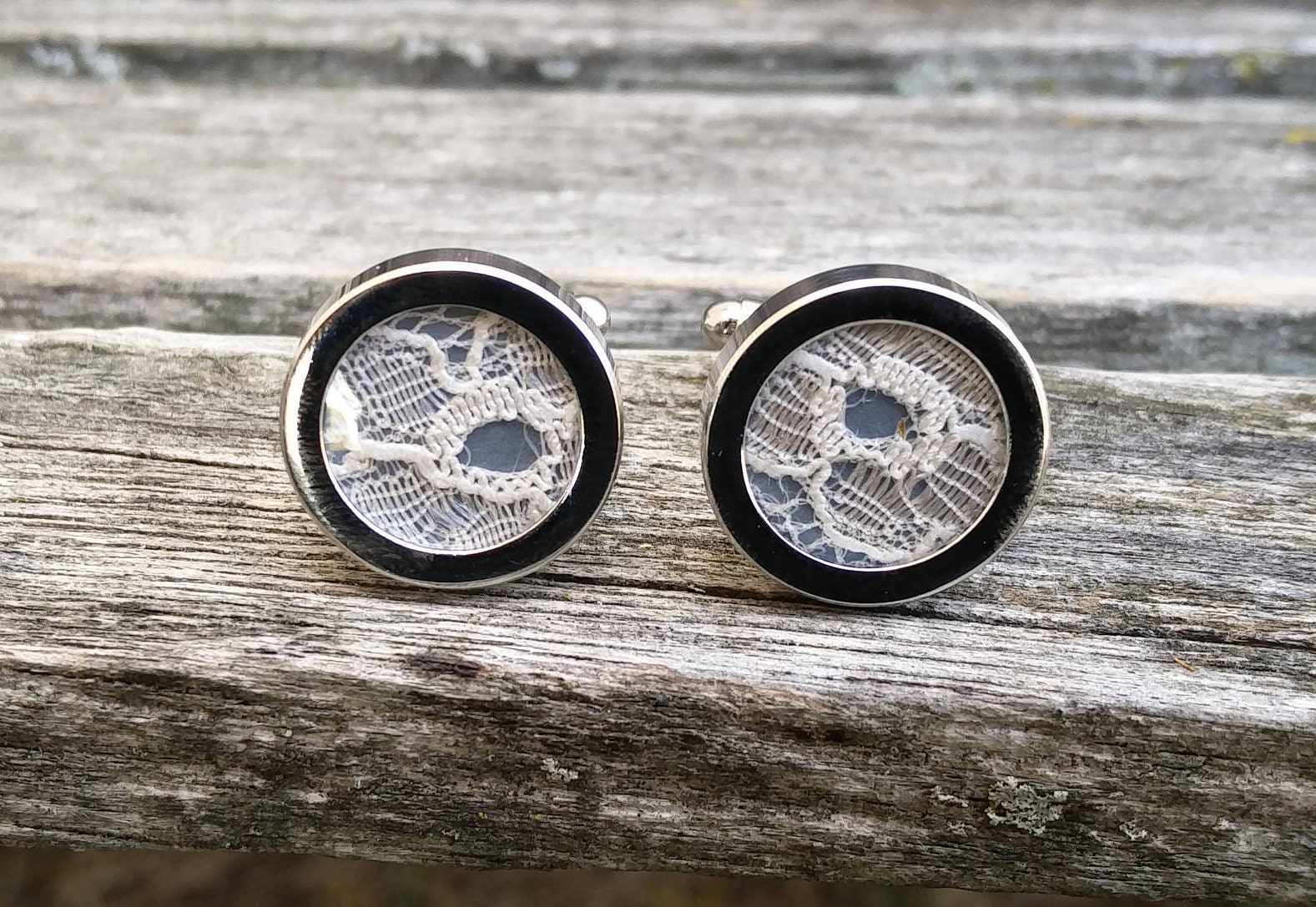 Wedding Dress LACE CUFFLINKS. Groomsmen Gift Dad Gift Memory Etsy