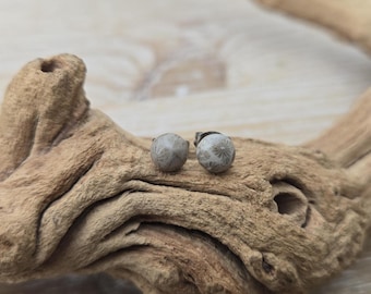 Zarte Petoskey-Ohrstecker. 6 mm. Fossilisierte Koralle. Geschenkidee: Hochzeit, Jahrestag, Weihnachten, Muttertag, Geburtstag.