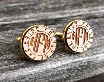 Custom Monogram Cufflinks. Personalized Monogrammed, Wedding, Groom Gift, Fifth Anniversary Gift. Groomsmen. Wood Cufflinks. Gifts For Dad.