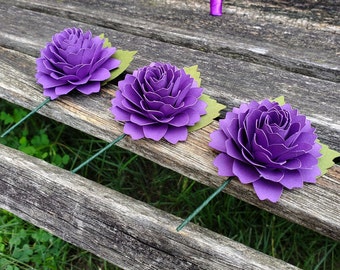 Dahlia Boutonniere. CHOOSE Your COLORS! Any Amount. Groom, Groomsmen, Wedding, Prom, Father of the Bride, Paper Flowers