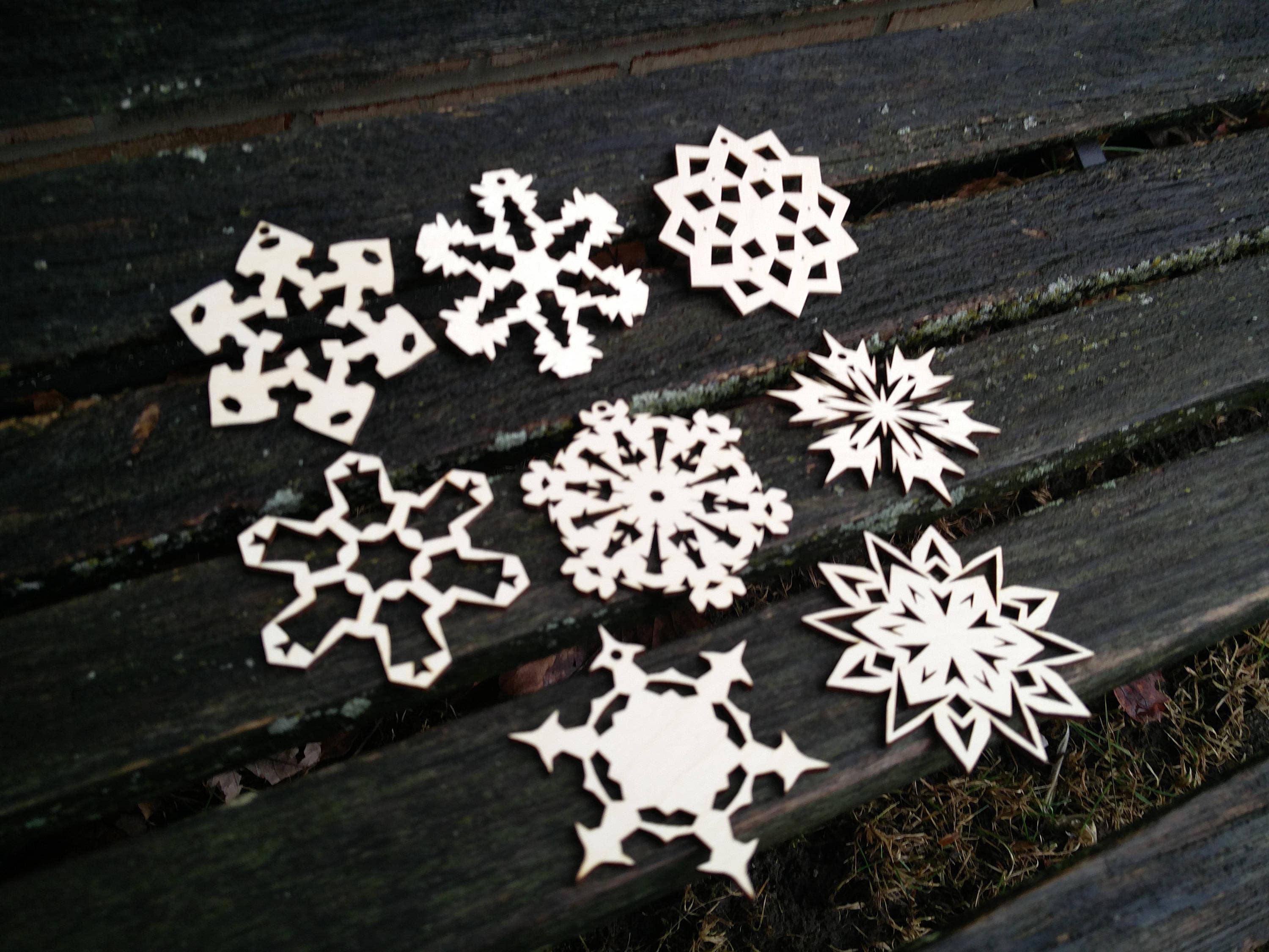 Snowflake Ornaments Set of 8. Laser Cut Wood. Christmas | Etsy