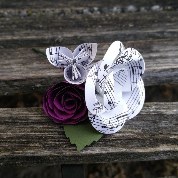 Sheet Music Boutonnieres.  CHOOSE YOUR COLOR. Any Amount. Custom Orders Welcome. Groom, Groomsmen, Best Man, Bridesman. Ring Bearer