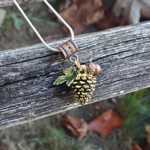 Pinecone & Acorn Necklace. Gift For Mom, Bridesmaids, Kids, Birthday, Christmas, Anniversary Gift
