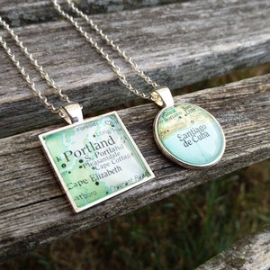 Custom Map Necklace. CHOOSE YOUR PLACE. First Anniversary, Christmas Gift, Citizenship, Birthday Gifts image 7