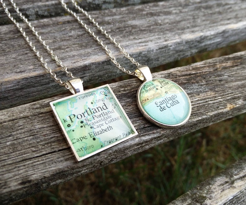 Custom Map Necklace. CHOOSE YOUR PLACE. First Anniversary, Christmas Gift, Citizenship, Birthday Gifts image 7