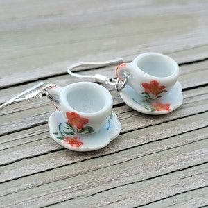 Teacup Earrings. CHOOSE Your Color Hooks. Gift For Mom, Anniversary Gift, Gift For Her, Birthday Gift. Tea Cup Earrings