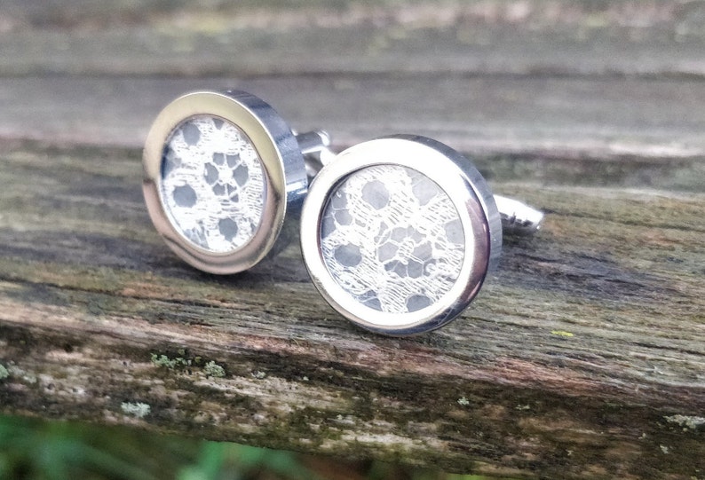 Wedding Dress LACE CUFFLINKS. Groomsmen Gift Dad Gift Memory Etsy