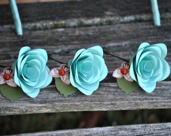 Paper Flower Boutonnieres.  Any Amount, Colors. Custom Orders Welcome. Wedding, Prom, Event, Flower Girl, Mother of the Bride, Groom
