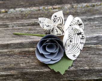 Sheet Music Boutonnieres.  CHOOSE YOUR COLOR. Any Amount. Custom Orders Welcome. Groom, Groomsmen, Best Man, Bridesman. Ring Bearer