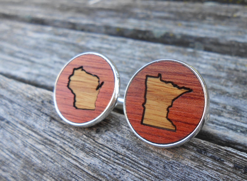 Wood State Cufflinks. Inlay. Wedding Groom Anniversary Etsy