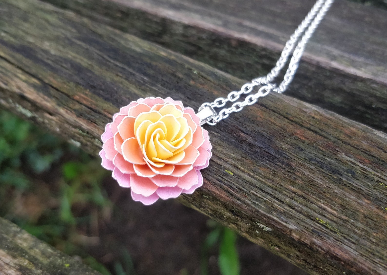 Dahlia Flower Necklace. CHOOSE YOUR COLOR Wedding Bridesmaid Etsy