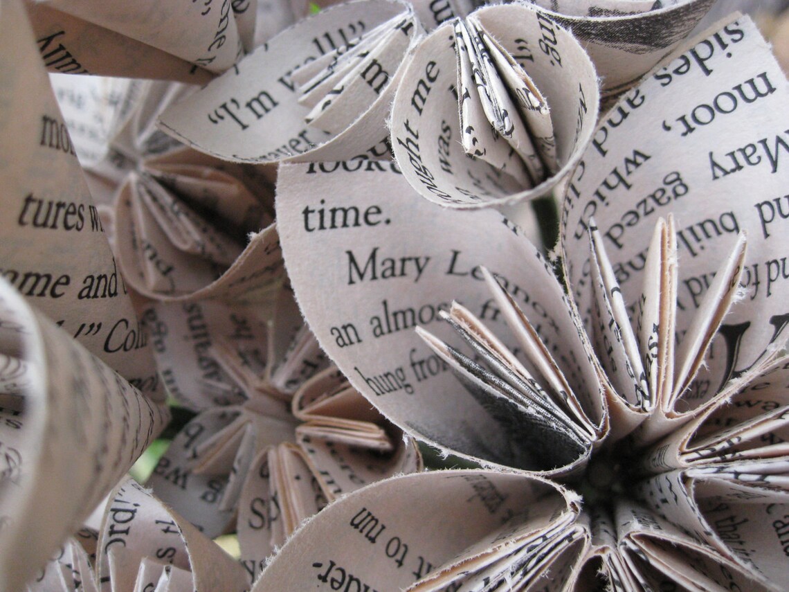 Book Paper Flower Bouquet Origami Paper Flowers. Anniversary Etsy