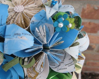 Custom Paper Flower Wedding Bouquet. You Pick The Colors, Papers, Books, Etc.  Anything Is Possible. Bridal, Bridesmaid