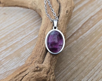Fluorit Stein Halskette. Geschenk für Sie, Geschenk für Mama Jahrestag Geschenk, Geburtstag, Weihnachten, Muttertag. Lila & Grün