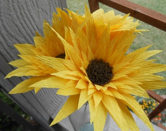 Papier crêpe Tournesols. Lot de 3. Parfait pour le premier anniversaire, les mariages, les anniversaires. Cadeau unique. Commandes personnalisées bienvenues