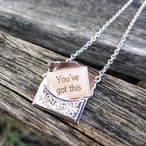 Personalized Envelope Locket Necklace. CHOOSE YOUR WORDS. Wedding, Groom Gift, Anniversary, Birthday, Valentine.