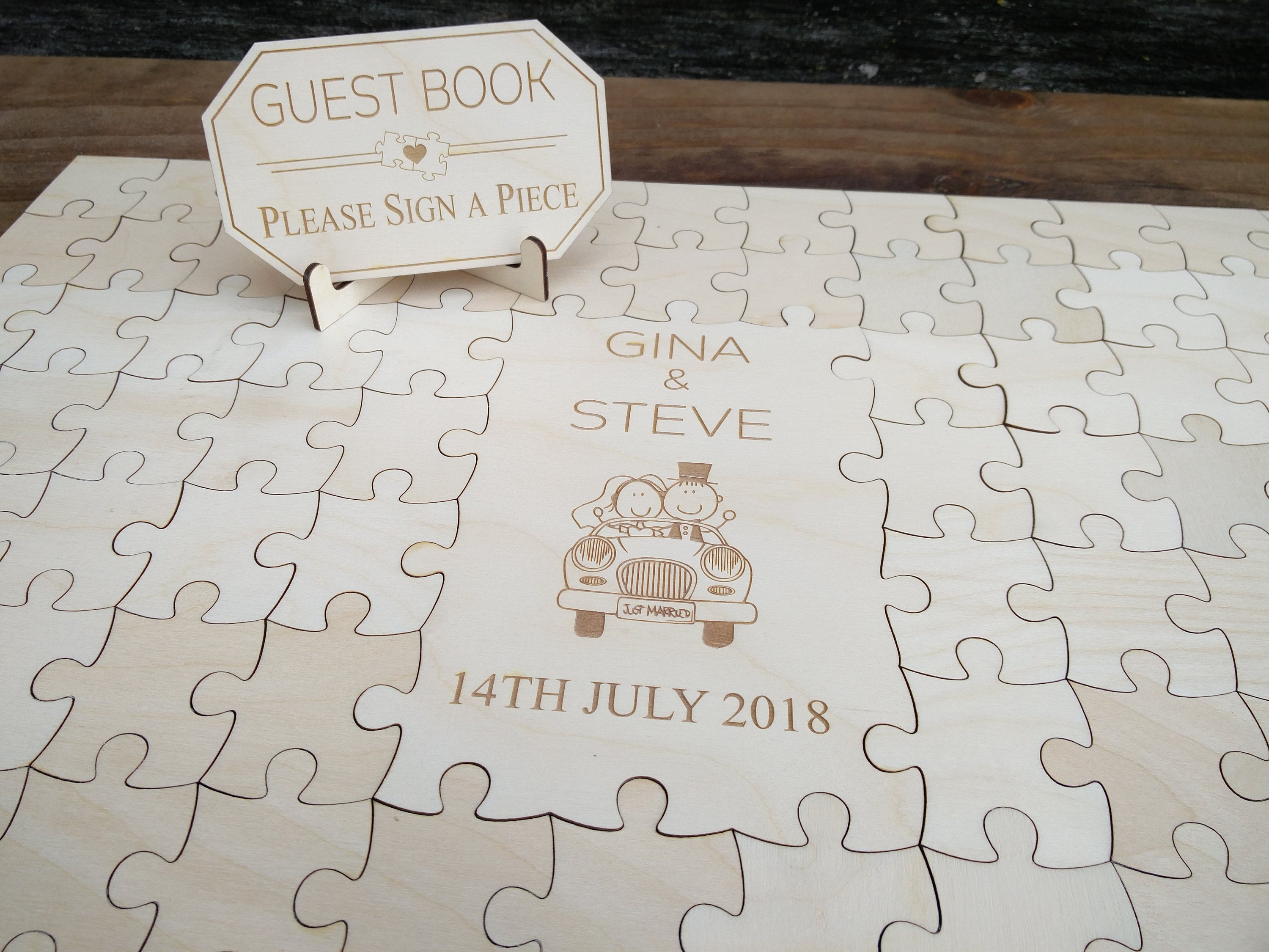 Wood Guest Book Puzzle. Personalized Guest Book Alternative. Etsy