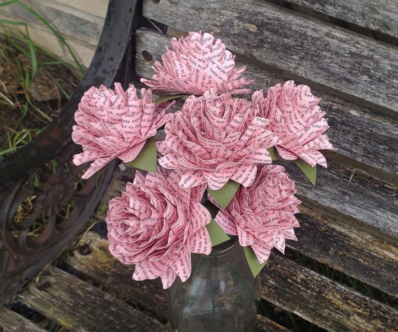 Custom Song Lyric Dahlia Bouquet. CHOOSE YOUR SONG! Valentine, Anniversary, Wedding, Centerpiece, Gift For Mom.