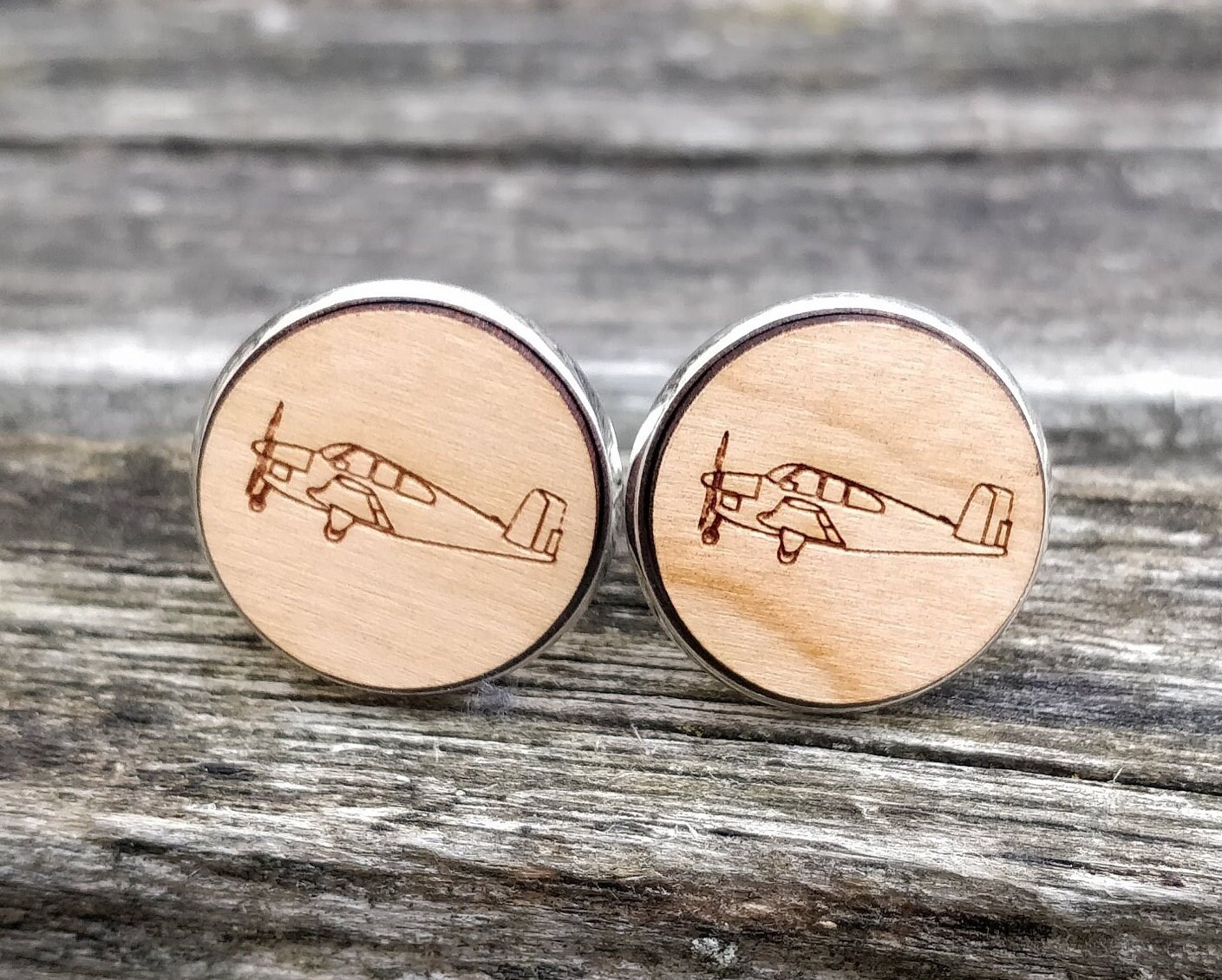 Cool Silver Cessna Plane Cufflinks For Men - Pilot Gift For Dad, Husband Or Groom - Aviation Themed Wedding Jewelry With Free Gift Box & US Shipping