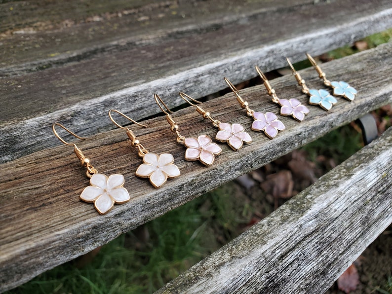CHOOSE YOUR COLOR Cherry Blossom Earrings Gift For Wedding Bridesmaids Japanese Anniversary Christmas Birthday Sakura Earrings