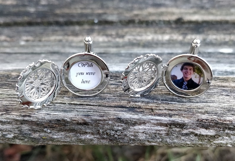 Custom Photo Cufflinks. Wedding, Men, Anniversary, Father's Day, Christmas Gift, Dad, Birthday. Gifts For Men. Locket Cufflinks image 5