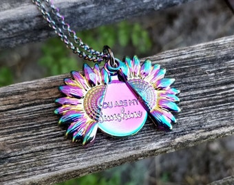 Collana con girasole. Medaglione con girasole. Regalo per matrimonio, damigelle d'onore, bambini, anniversario, compleanno, Natale.