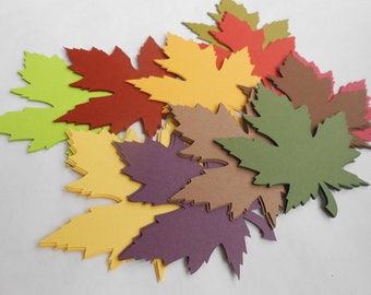 50 Maple Leaves, 4 Inch. CHOOSE YOUR COLORS. Escort, Wedding, Favor, Fall, Autumn. Place Card, Seating Card, Wishing Tree Tag