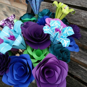 Peacock Paper Flower Bouquet. or CHOOSE YOUR COLORS. Wedding - Etsy