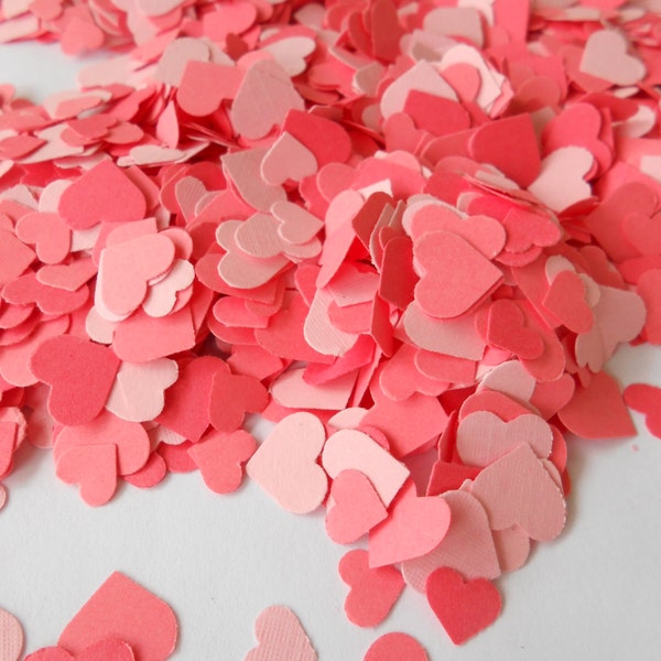 Over 2000 Mini Confetti Hearts. CORAL MIX. Weddings, Showers, Decorations. Pink