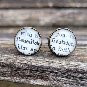 Much Ado About Nothing, Beatrice & Benedick Cufflinks. Shakespeare. Wedding, Groom, Christmas Gift, Dad.