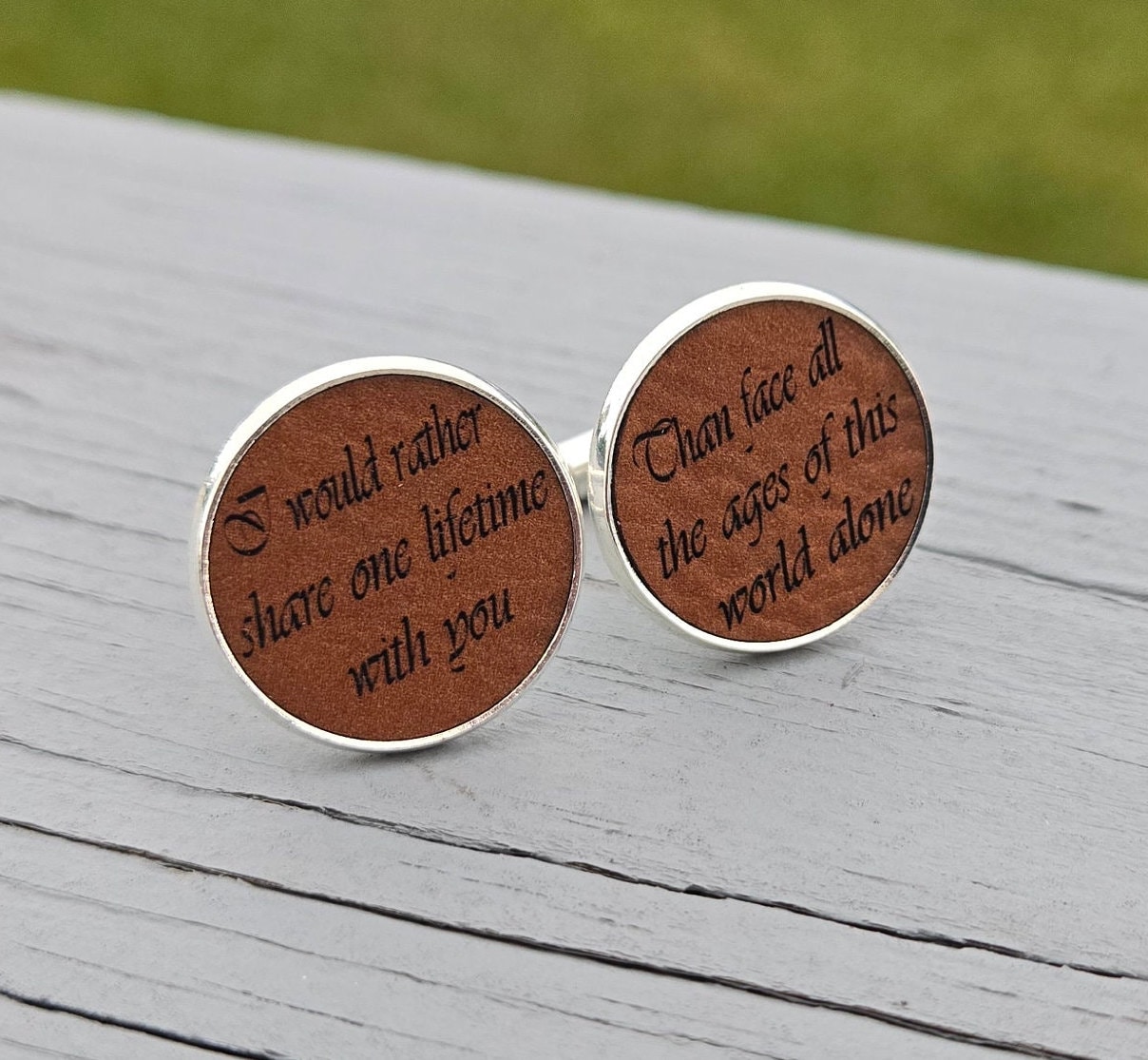 Engraved Leather Cufflinks