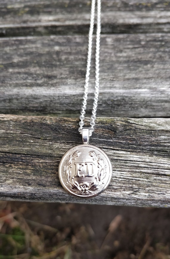 Firefighter Necklace. Vintage Button Necklace. Gift For Her Gift For Him. Firefighter Gift