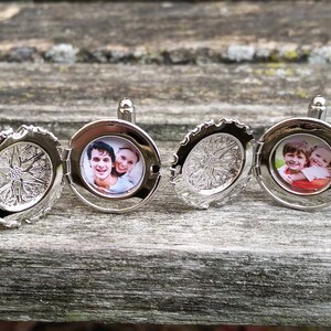 Custom Photo Cufflinks. Wedding, Men, Anniversary, Father's Day, Christmas Gift, Dad, Birthday. Gifts For Men. Locket Cufflinks image 6