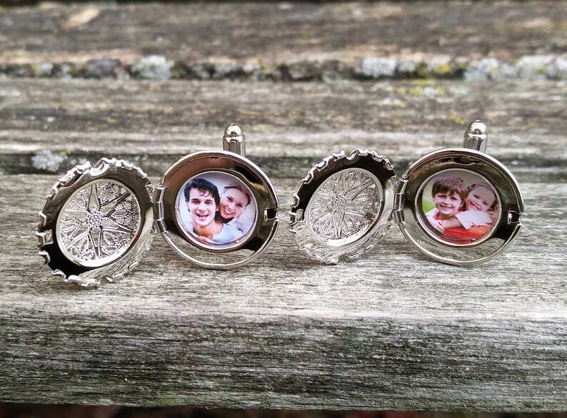 Custom Photo Cufflinks. Wedding, Men, Anniversary, Father's Day, Christmas Gift, Dad, Birthday. Gifts For Men. Locket Cufflinks image 6