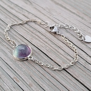 Fluorite Stone Bracelet. Purple, Green. Anniversary Gift, Christmas Gift, Gift For Mom, Birthday. Gift For Women.
