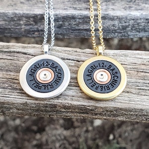 12g Shotgun Shell Necklace. CHOOSE YOUR COLOR. Gift For Dad, Anniversary, Mom, Birthday. Bullet Necklace