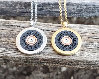 12g Shotgun Shell Necklace. CHOOSE YOUR COLOR. Gift For Dad, Anniversary, Mom, Birthday. Bullet Necklace