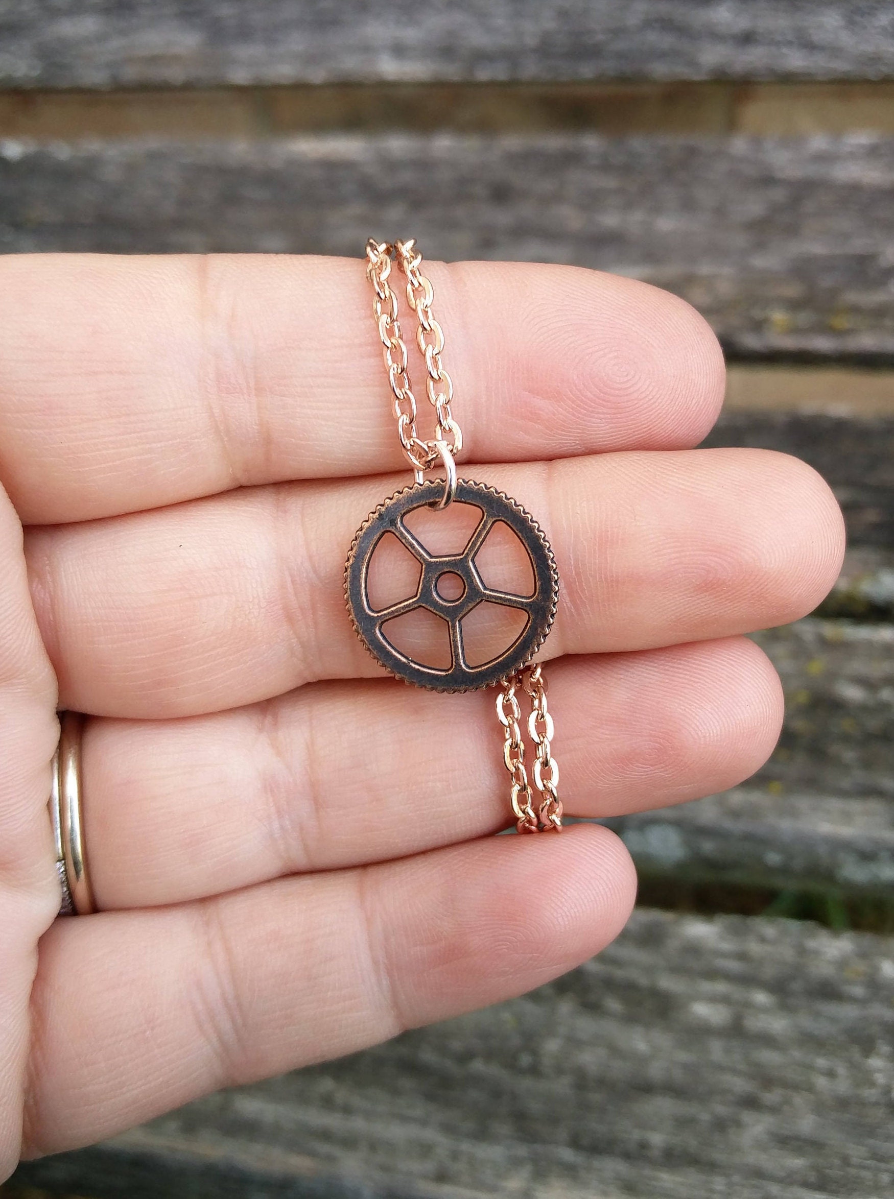 Gear Necklace. CHOOSE YOUR COLOR. Wedding Gift Bridesmaid Etsy