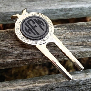 Personalized Golf Divot Tool & Marker. Engraved Leather. Wedding, Groom, Groomsmen Gift, Dad. Anniversary, Birthday, Popular right now
