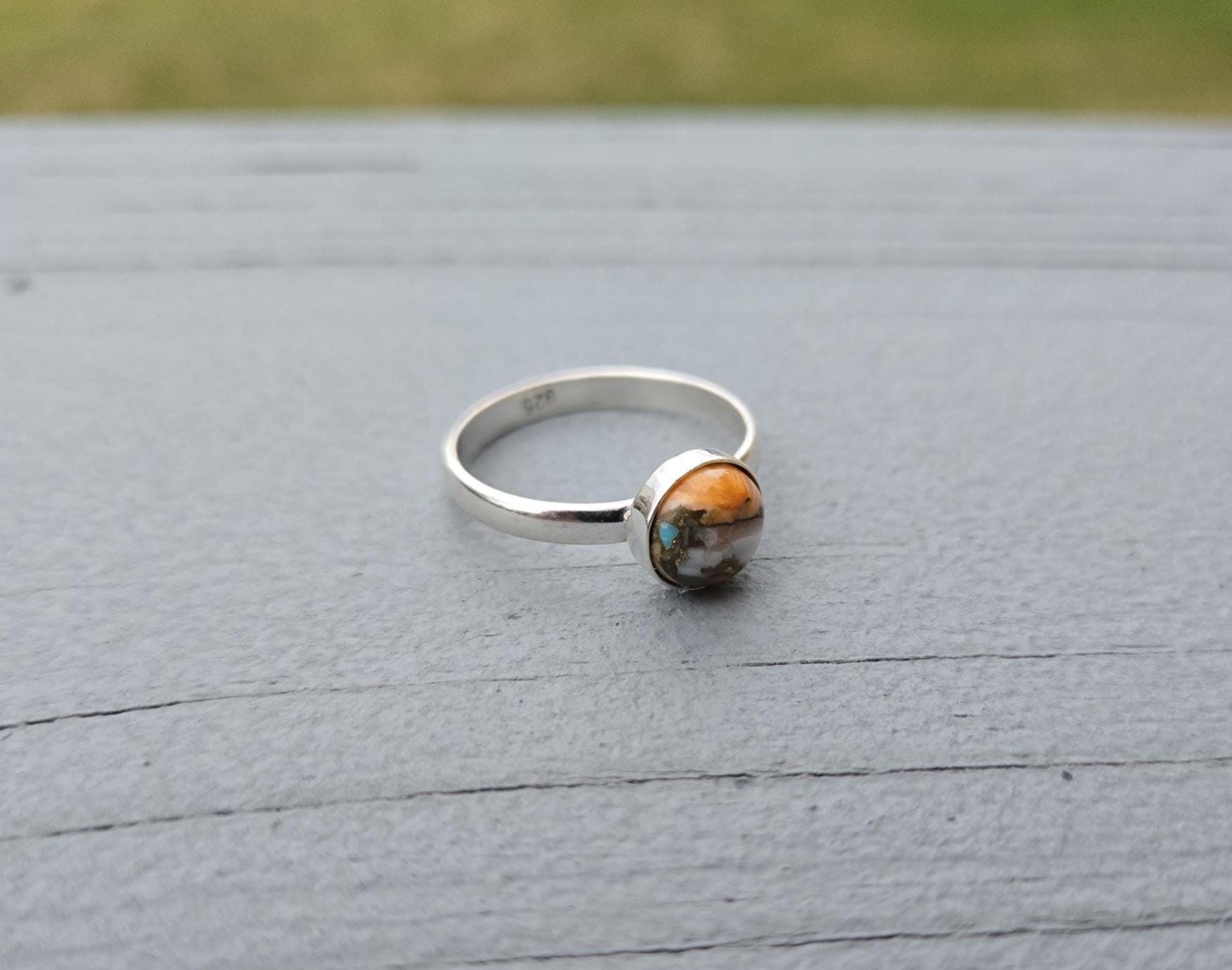 Natural Oyster Turquoise 925 Sterling Silver Handmade Ring – All Sizes, Oval Gemstone