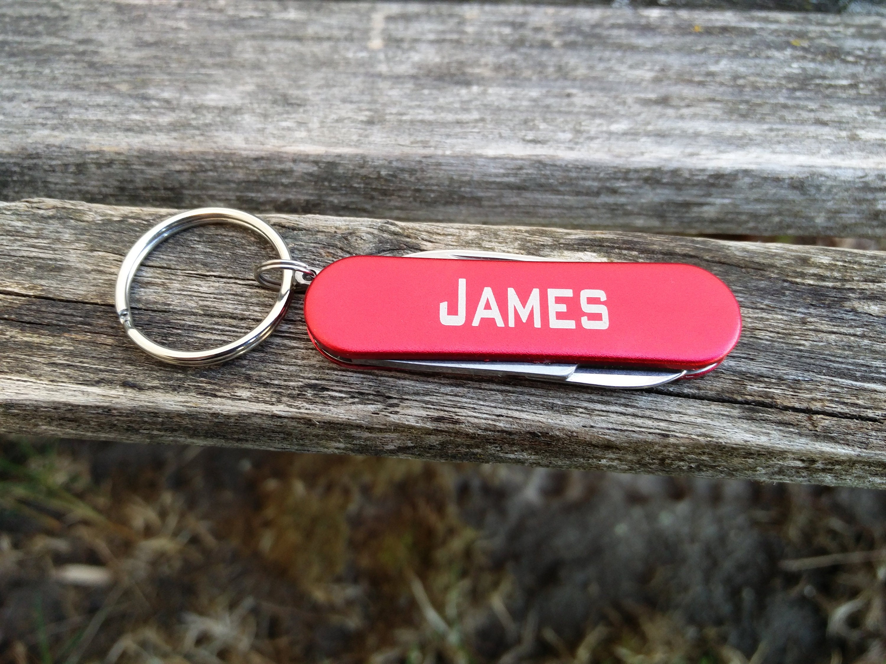 Customized pocket knife keychain laser engraved wood etsy