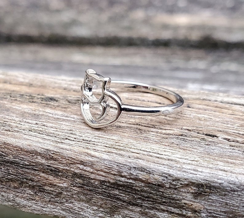 Christmas Adorable Cat Ring Adjustable Gift For Birthday Gifts For Her Cat Lover Silver Cat Ring