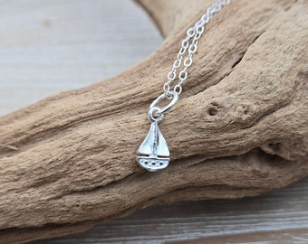 Sterling Silver Sailboat Necklace. Tiny Sailboat Necklace. Gift For Mom, Kids, Anniversary, Birthday, Christmas. Nautical Necklace