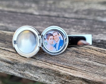 Photo Locket Tie Clip. Wedding, Men's Gift, Anniversary, Father's Day, Christmas Gift, Gift For Dad, Birthday. Custom Tie Clip