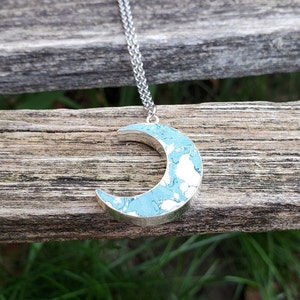 Turquoise Moon Necklace. Birthday Gift, Anniversary Gift. Gift For Mom. Moon Pendant
