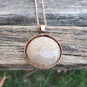 Petoskey Stone Necklace. Fossilized Coral. Wedding, Christmas Gift, Anniversary Gift. Michigan