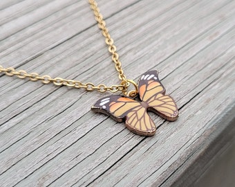 Monarch Butterfly Necklace. Gift For Birthday, Christmas, Gifts For Her. Anniversary Gift. Butterfly Pendant.