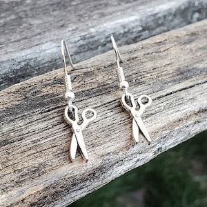 Scissors Earrings. Silver. Gift For Quilter, Mom, Anniversary Gift. Dangling